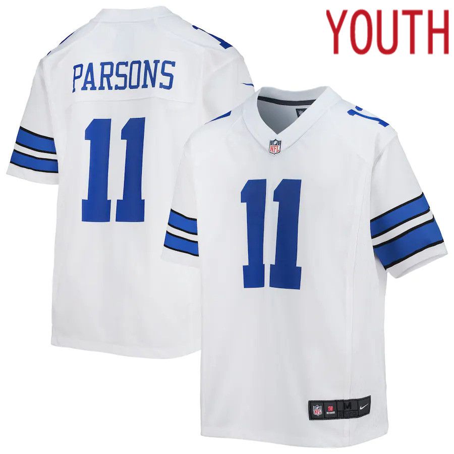 Youth Dallas Cowboys #11 Micah Parsons Nike White Game NFL Jersey->youth nfl jersey->Youth Jersey